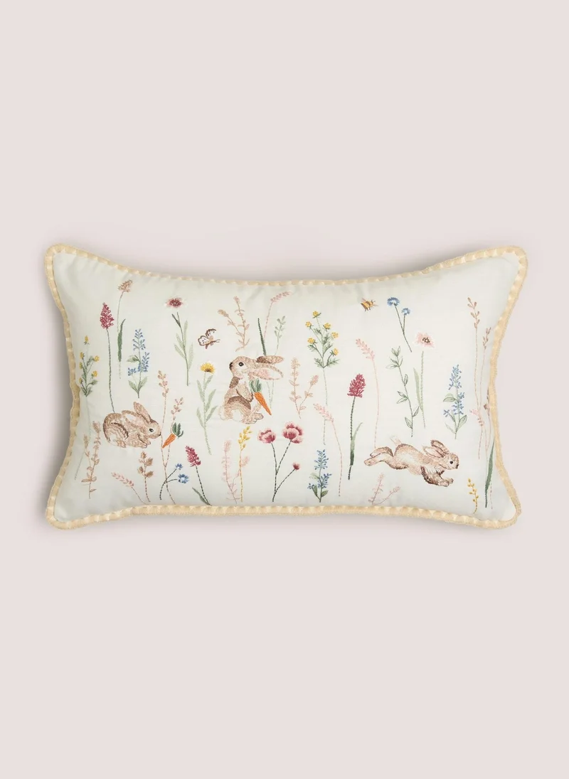 Matalan Neutral Bunny Embroidered Cushion
